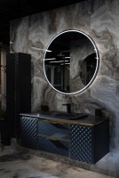 Зеркало круглое Armadi Art Vallessi 100 см, черное, с подсветкой