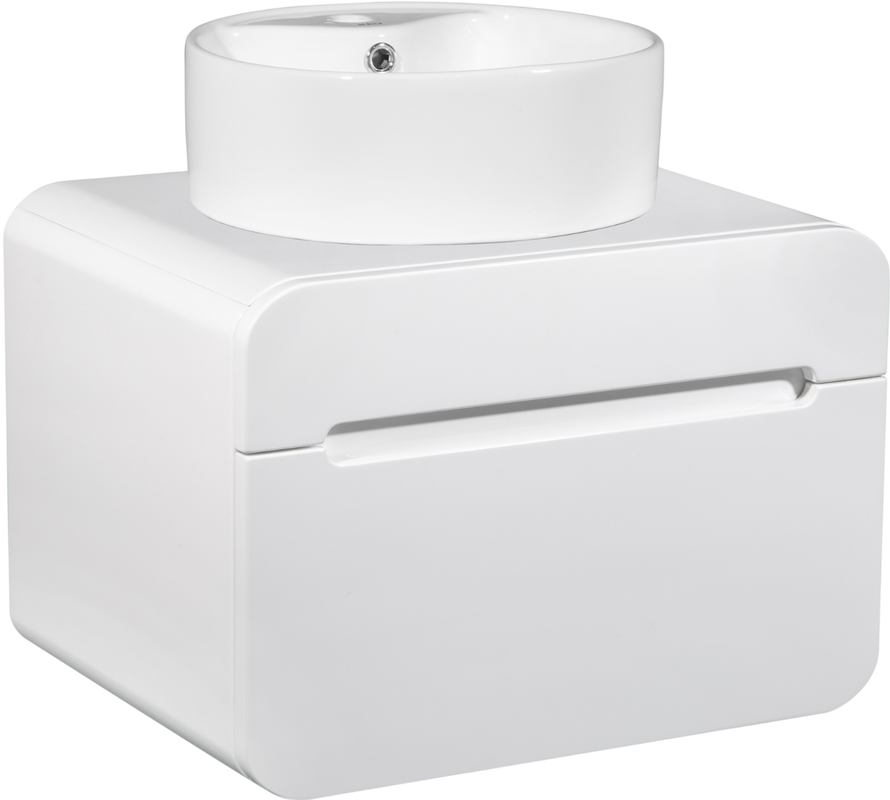 Тумба с раковиной Runo Ницца 60 белая, раковина Sole 40