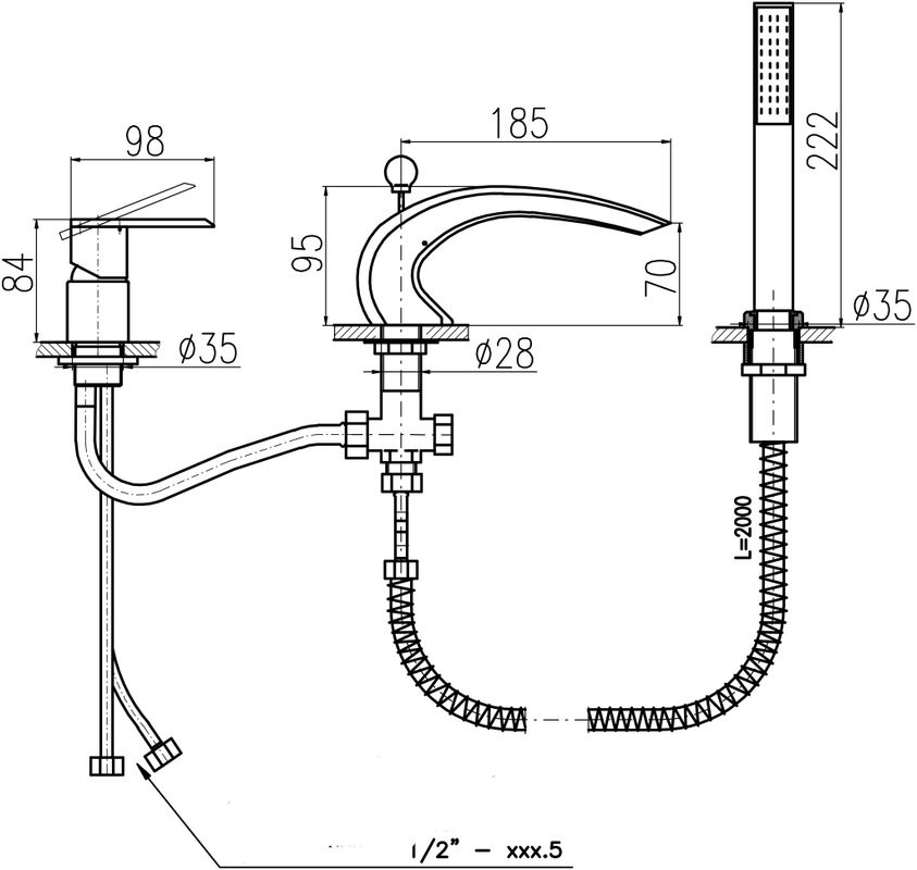 Смеситель на борт ванны Rav Slezak Loira LR572.5SZ