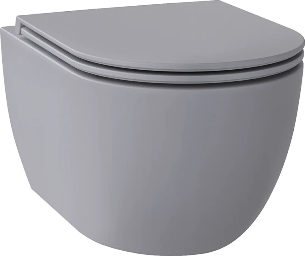 Унитаз подвесной Wellsee Chalice Perfection 182610001 безободковый, с микролифтом, матовый серый