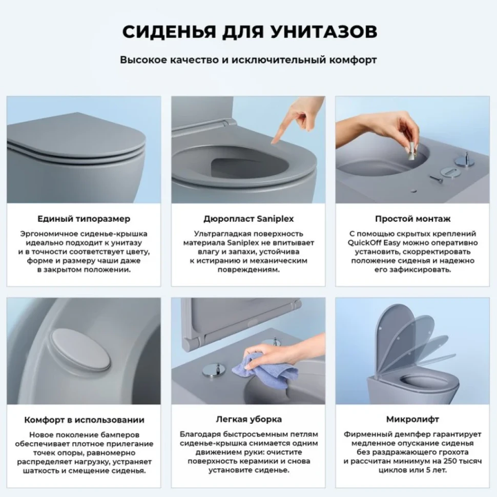 Унитаз подвесной Wellsee Chalice Perfection 182610001 безободковый, с микролифтом, матовый серый