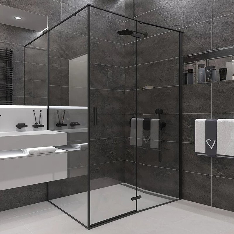 Душевой уголок Veconi Rovigo RV-073B 120x100, профиль черный