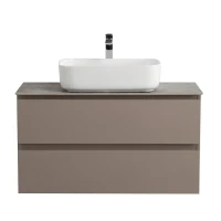 Тумба под раковину со столешницей BelBagno Kraft 90 подвесная, матовая бежевая, столешница kep-90-grn