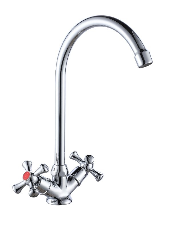 Смеситель для кухни, двухвентильный, поворотный, латунь, VODA