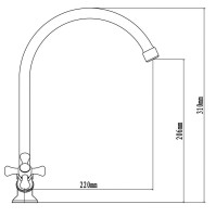 Смеситель для кухни, двухвентильный, поворотный, латунь, VODA Смеситель для кухни, двухвентильный, поворотный, латунь, VODA