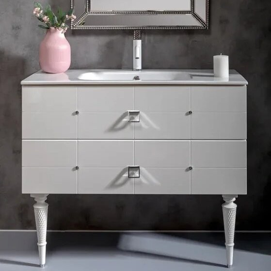 Тумба под раковину Armadi Art Vallessi Avangarde 841-100-WCR 100, подвесная, белый глянец, хром