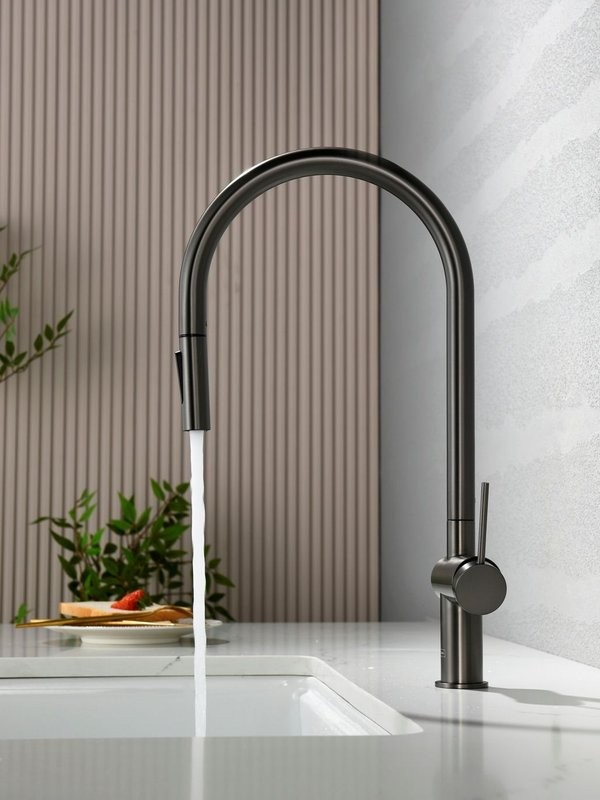 Смеситель для кухни AQUAme Cucina с выдвижным изливом AQM9901GM
