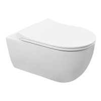 Унитаз подвесной безободковый Azario FERIO 87565 в комплекте с быстросъемным сиденьем микролифт, горизонтальный выпуск, система антивсплеск