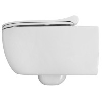 Унитаз подвесной безободковый Azario FERIO 87565 в комплекте с быстросъемным сиденьем микролифт, горизонтальный выпуск, система антивсплеск