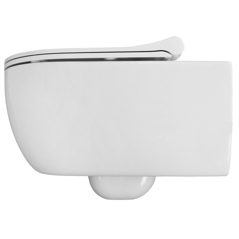 Унитаз подвесной безободковый Azario FERIO 87565 в комплекте с быстросъемным сиденьем микролифт, горизонтальный выпуск, система антивсплеск