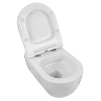 Унитаз подвесной безободковый Azario FERIO 87565 в комплекте с быстросъемным сиденьем микролифт, горизонтальный выпуск, система антивсплеск