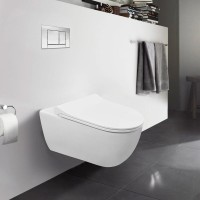 Унитаз подвесной безободковый Azario FERIO 87565 в комплекте с быстросъемным сиденьем микролифт, горизонтальный выпуск, система антивсплеск