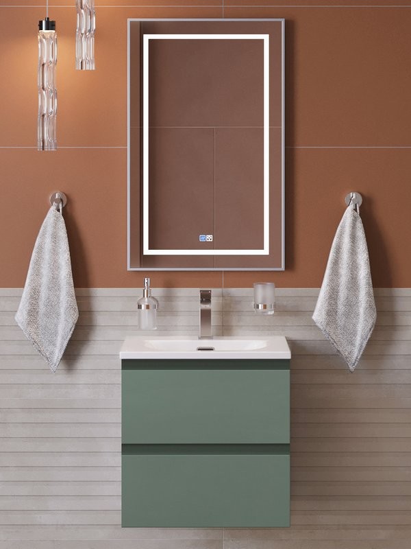 Мебель для ванной комнаты BelBagno Kraft 39 50 подвесная, матовая еловая, раковина bb-8099-3-50