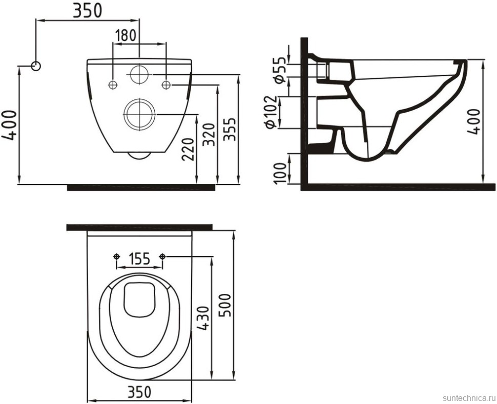 Комплект Унитаз подвесной Bien Ion безободковый, с биде + Инсталляция Grohe Rapid SL 38750001 4 в 1 с кнопкой смыва