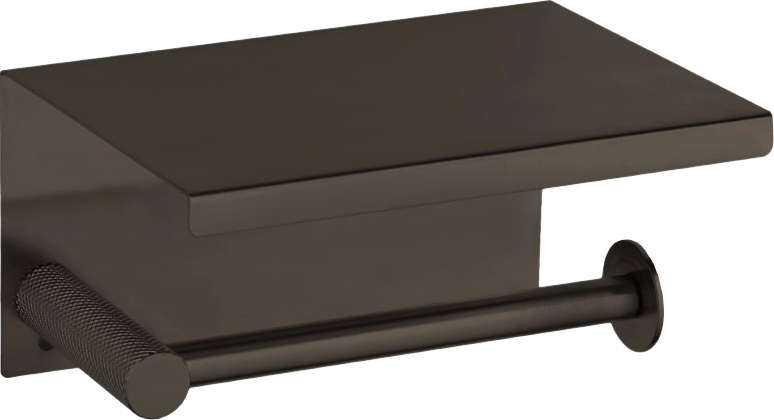 Держатель туалетной бумаги Boheme Uno 10971-GM gun metal с полкой для телефона