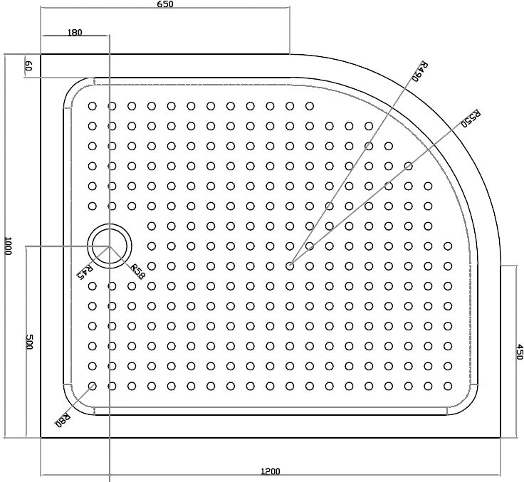 Поддон для душа Cezares Tray TRAY-A-RH-120/100-550-15-W-R R120х100 R, с сифоном