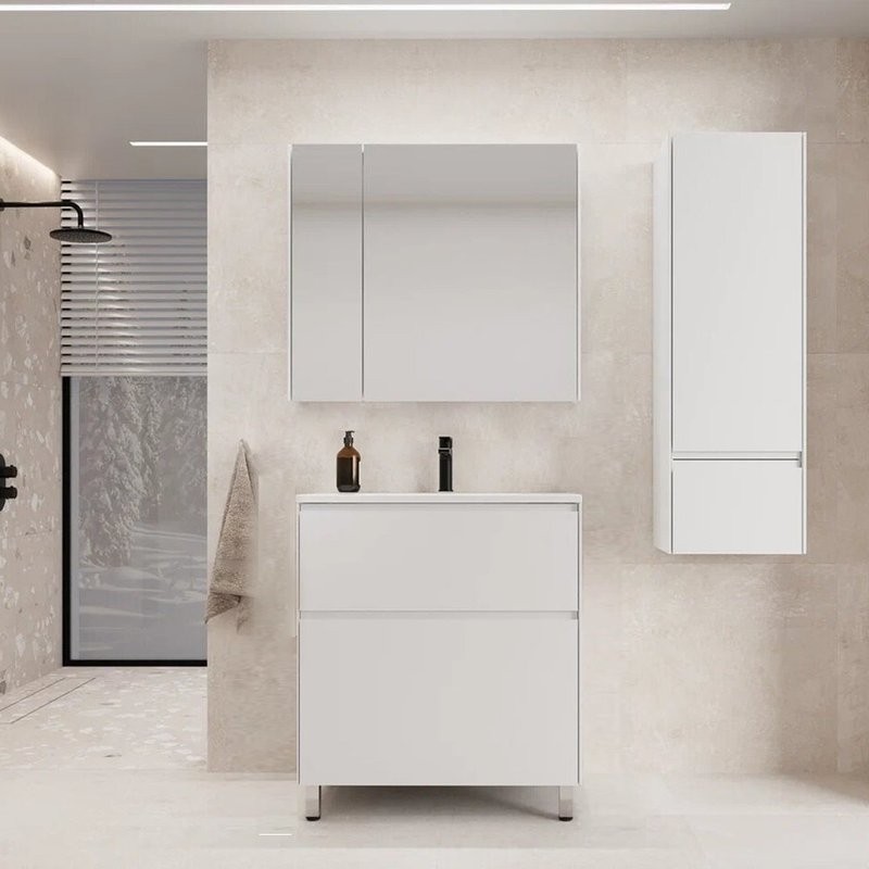 Мебель для ванной комнаты Style Line Лима Plus 70 напольная, эмаль, белая матовая