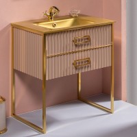 Тумба под раковину Armadi Art Monaco 80 капучино, золото