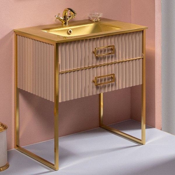 Тумба под раковину Armadi Art Monaco 80 капучино, золото