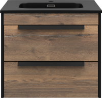 Мебель для ванной комнаты Brevita Monsour 60 подвесная, дуб галифакс олово, черный кварц