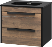 Мебель для ванной комнаты Brevita Monsour 60 подвесная, дуб галифакс олово, черный кварц