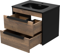 Мебель для ванной комнаты Brevita Monsour 60 подвесная, дуб галифакс олово, черный кварц