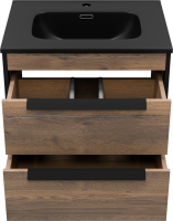 Мебель для ванной комнаты Brevita Monsour 60 подвесная, дуб галифакс олово, черный кварц