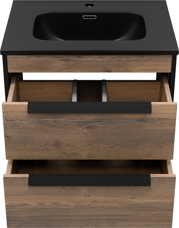 Мебель для ванной комнаты Brevita Monsour 60 подвесная, дуб галифакс олово, черный кварц
