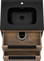 Мебель для ванной комнаты Brevita Monsour 60 подвесная, дуб галифакс олово, черный кварц