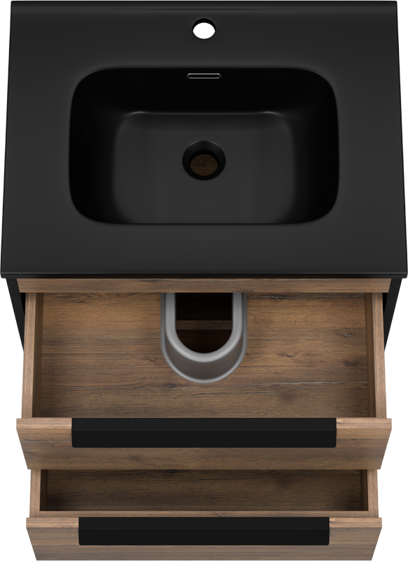 Мебель для ванной комнаты Brevita Monsour 60 подвесная, дуб галифакс олово, черный кварц