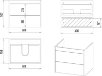 Мебель для ванной комнаты Brevita Monsour 60 подвесная, дуб галифакс олово, черный кварц