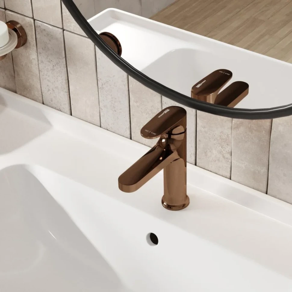 Смеситель для раковины Wasserkraft Asphe 7703 розовое золото PVD