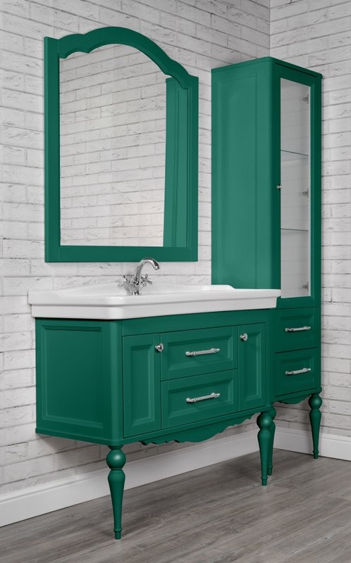 Тумба с раковиной ValenHouse Эстетика 100, зеленая, подвесная, ручки хром, раковина Модерн