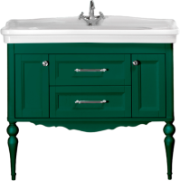 Тумба с раковиной ValenHouse Эстетика 100, зеленая, подвесная, ручки хром, раковина Модерн