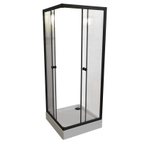 Душевой уголок Radomir Берген SQ 90х90 см, профиль черный, стекло прозрачное, с поддоном