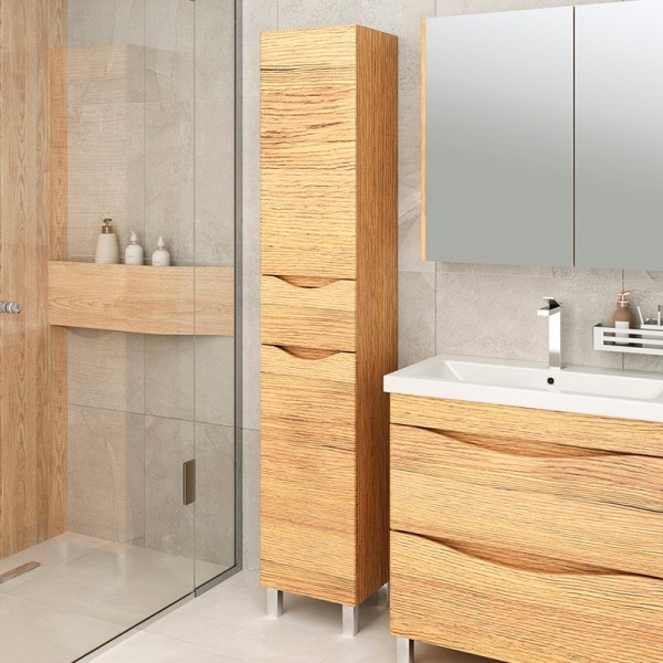 Шкаф пенал для ванной Emmy Дакота L, рустик соломенный