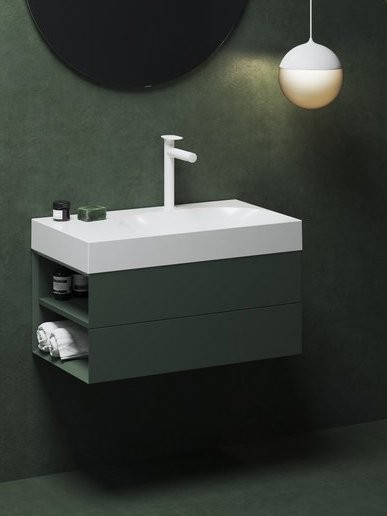 Тумба под раковину без столешницы Ravak Lite SD 80 L серо-зеленая