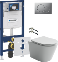 Комплект Унитаз подвесной Ceramicanova Balearica Rimless CN6000 белый + Крепления Geberit Duofix 111.815.00.1 к стене + Звукоизоляция + Инсталляция UP 320 111.300.00.5 + Кнопка Sigma 01 115.770.JQ.5 лакированная, матовый хром