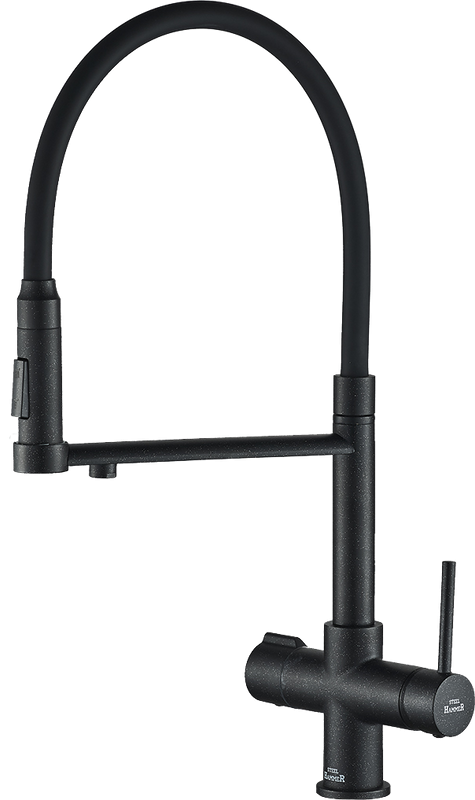 Смеситель для кухни Steel Hammer SH 2003 BLACK черный, с гибким изливом