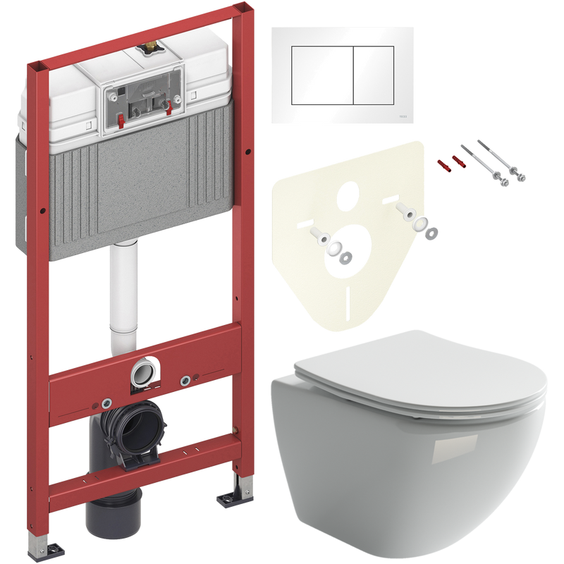 Комплект Унитаз подвесной Ceramicanova Metropol CN4002 безободковый + Инсталляция TECE Base 9400413 4 в 1 с кнопкой смыва