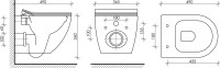 Комплект Унитаз подвесной Ceramicanova Metropol CN4002 безободковый + Инсталляция TECE Base 9400413 4 в 1 с кнопкой смыва