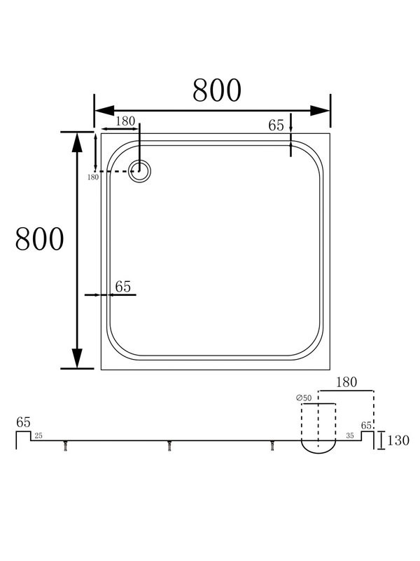 Поддон для душа Abber AD3D080 80х80 см, квадратный, белый