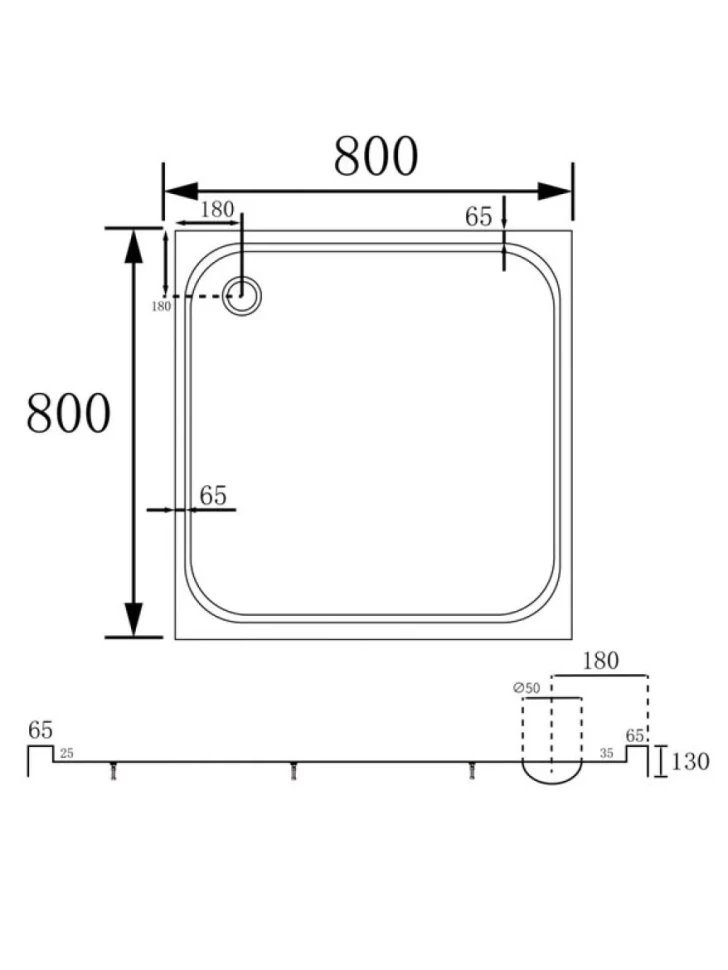 Поддон для душа Abber AD3D080 80х80 см, квадратный, белый