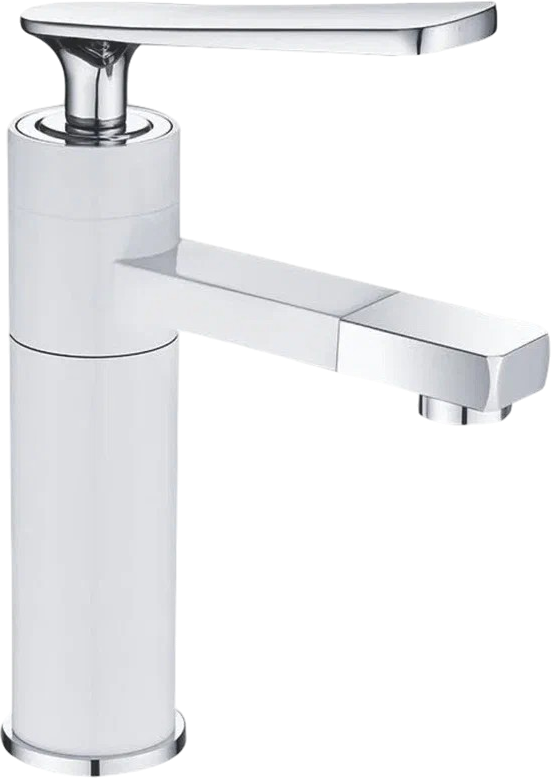 Смеситель для раковины Shevanik S6601F с поворотным носиком, белый, хром