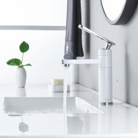 Смеситель для раковины Shevanik S6601F с поворотным носиком, белый, хром