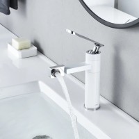 Смеситель для раковины Shevanik S6601F с поворотным носиком, белый, хром