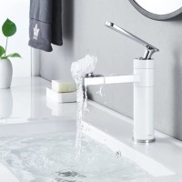 Смеситель для раковины Shevanik S6601F с поворотным носиком, белый, хром