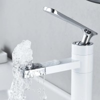 Смеситель для раковины Shevanik S6601F с поворотным носиком, белый, хром