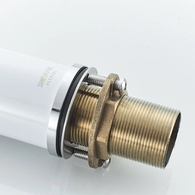 Смеситель для раковины Shevanik S6601F с поворотным носиком, белый, хром