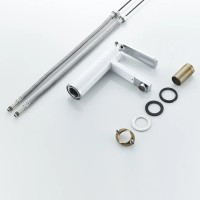 Смеситель для раковины Shevanik S6601F с поворотным носиком, белый, хром